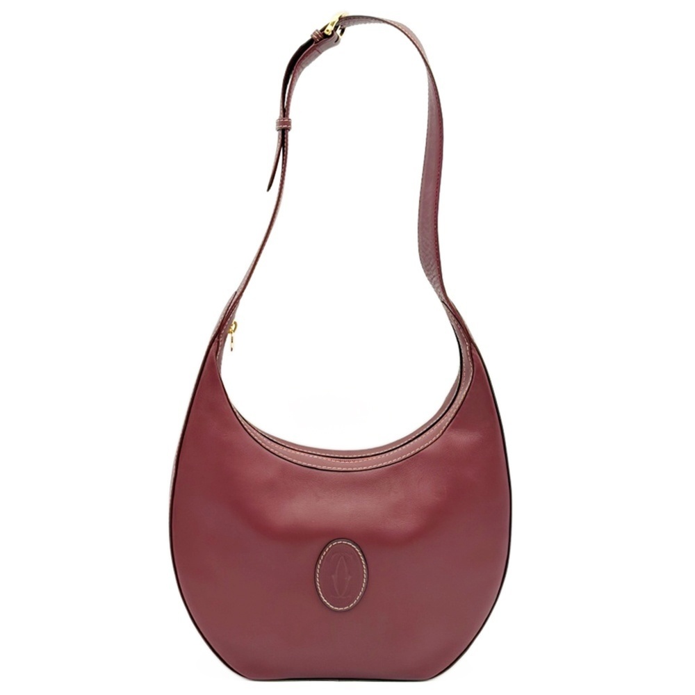 Cartier Must Line Shoulder Bag, Leather, Bordeaux, Half Moon Design